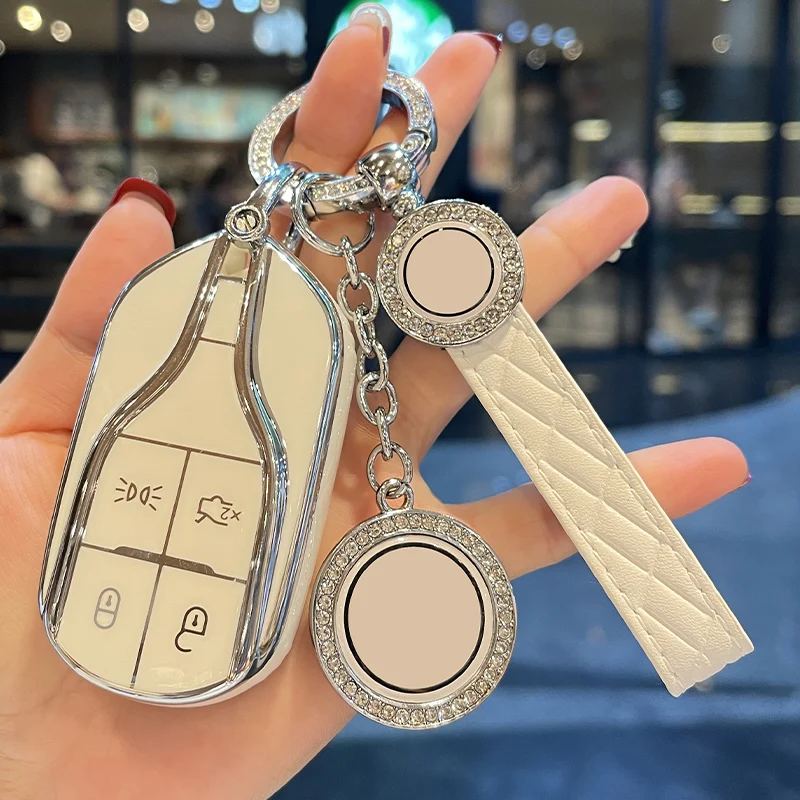 

Leather Keychain Keyring Tpu Car Remote Key Case Cover Fob for Maserati Levante Ghibli Quattroporte GT Granturism GranCabrio