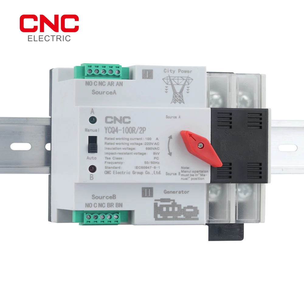 CNC Din Rail ATS YCQ4-100R/2P двойной автоматический переключатель питания электрические
