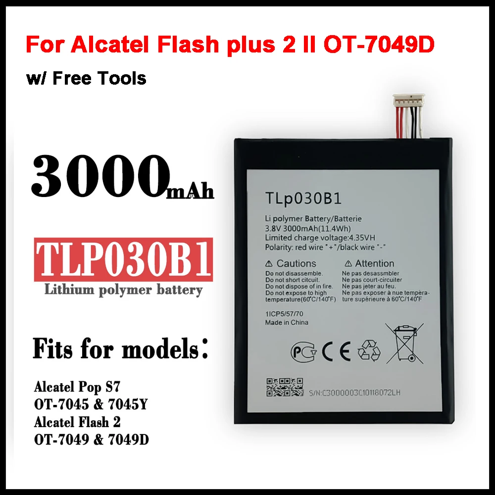

Оригинальный аккумулятор 3000 мАч TLP030B2 TLP030B1 для Alcatel Flash plus 2 II OT-7049D 7049D мобильный телефон
