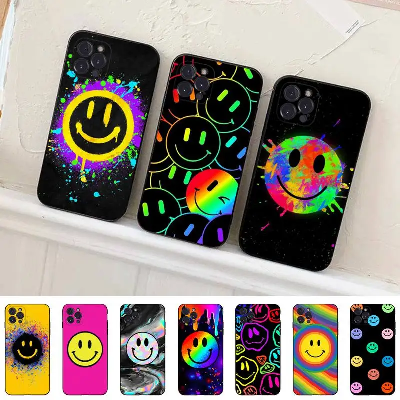 

Rainbow Smiley face Phone Case For iPhone 14 11 12 13 Mini Pro Max 8 7 6 6S Plus X SE 2020 XR XS Funda Case