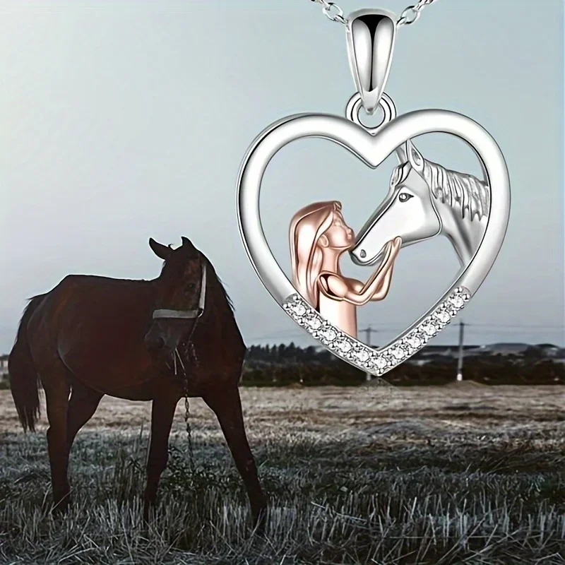 1 шт. модная двухцветная подвеска в виде милой девушки и лошади ожерелье форме