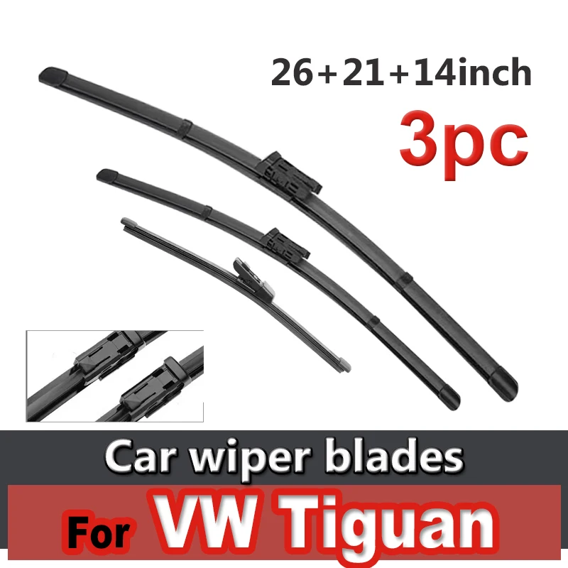 

Wiper LHD RHD Front & Rear Wiper Blades Set For VW Tiguan MK2 2017 - 2020 Windshield Windscreen Window 26"+21"+14"