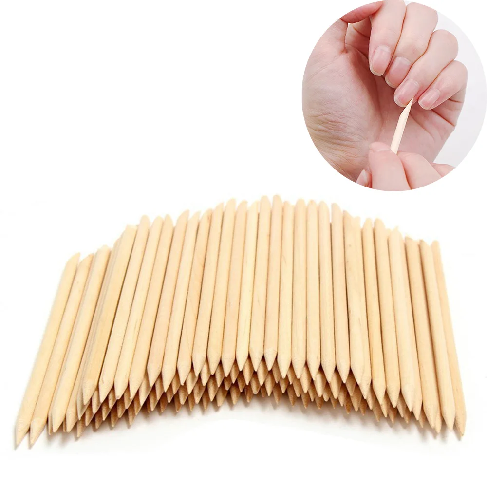 

100Pcs/Pack Wooden Cuticle Pusher Remover 11.5*0.4cm Nail Wood Sticks Manicure Pedicure Care Nail Art Tool Cuticle Pusher 2022