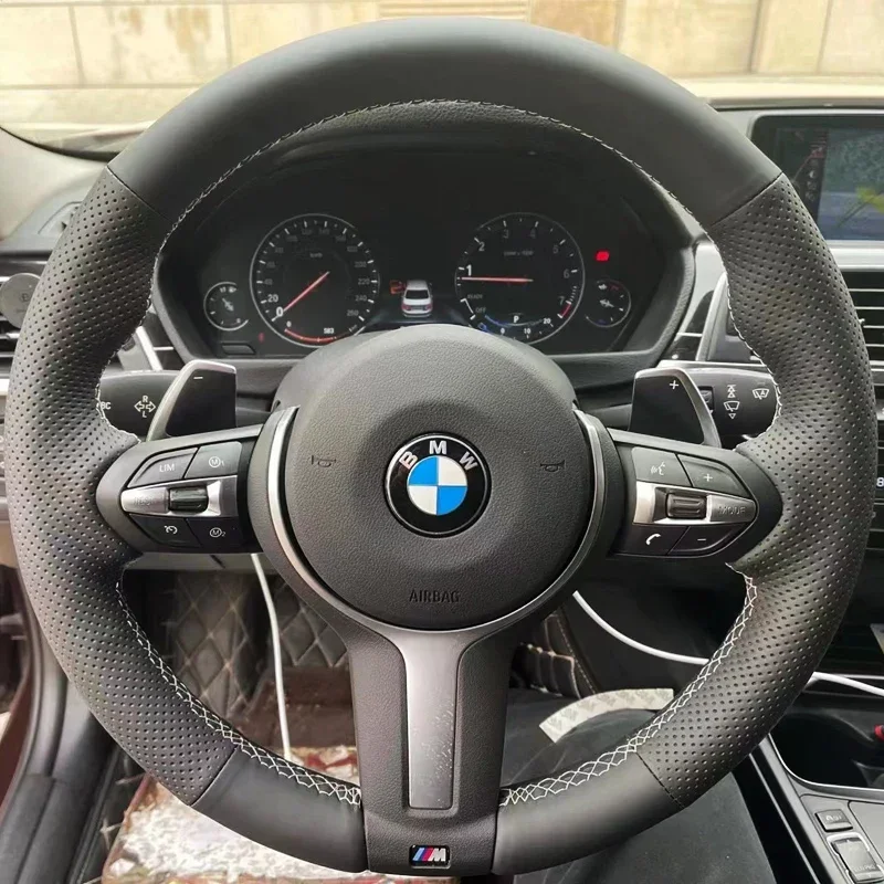Прошитый вручную черный кожаный чехол для BMW M Sport F06 F10 F15 F16 F20 F21 F25 F30 F32gt F80 F82 X1 X3 x5 x6