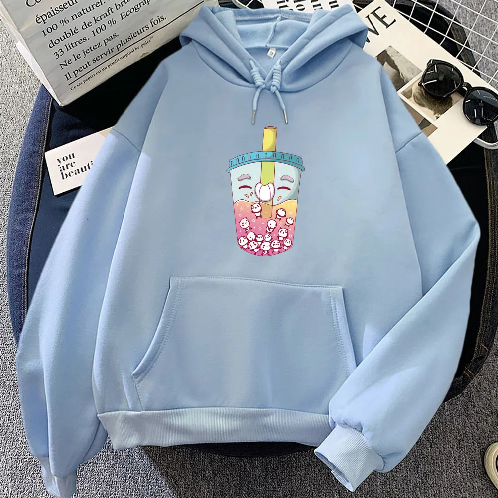 

Bubble Boba Milk Tea Panda Printed Sweatshirts Cotton High Quality Women Hoodies Kawaii Graphic Printing Pullovers Female Hoody