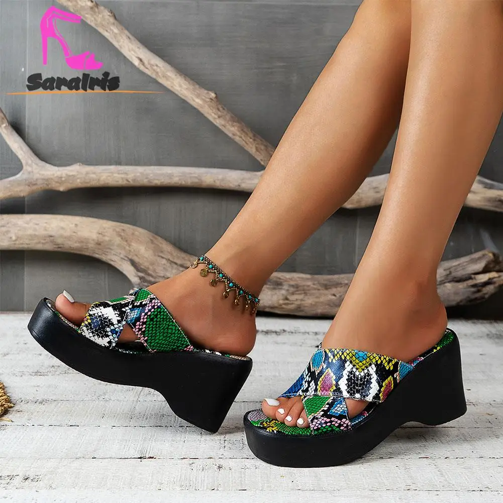 Platform Heels Sandals For Women Summer Hot 2023 Wedge Heels Multicolor Slipper European Style Simply Comfy Walking Sandals