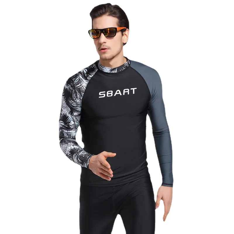 

SBART New Men Windsurf Rashguard Lycra Surf Swim Shirt UV Protection Rash Guard Diving Tops Long Sleeve Plus Size 3XL Swimsuit L
