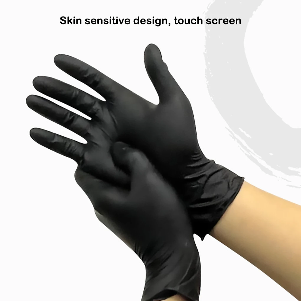 

100Pcs Single-use Nitrile Glove Solid Color Oilproof Anti-corrosive Cooking Body Art Touch Screen Gloves Mitten