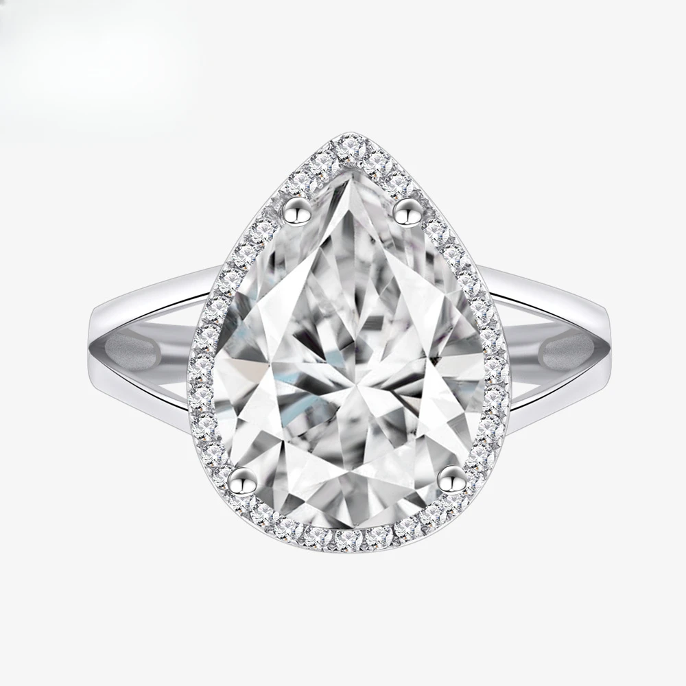 Новое большое кольцо с бриллиантом и имитацией капли воды S925 из чистого серебра