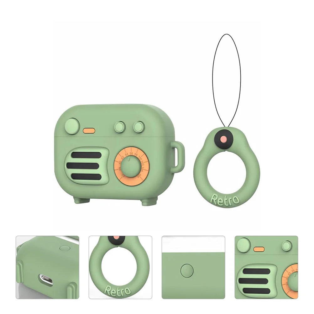 

1 Set Silicone Earphone Case 3D Retro Radio Cover Compatible for AirPods Pro
