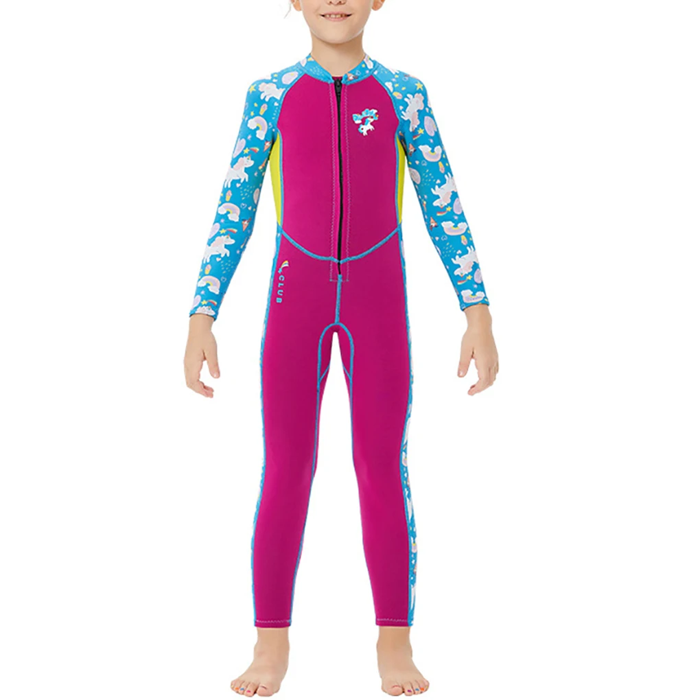 

2 5MM Kids Wetsuit One-pieces with Front Zipper Surf Suit for Girls Youth Teen Toddler Child Swimming Snorkeling S