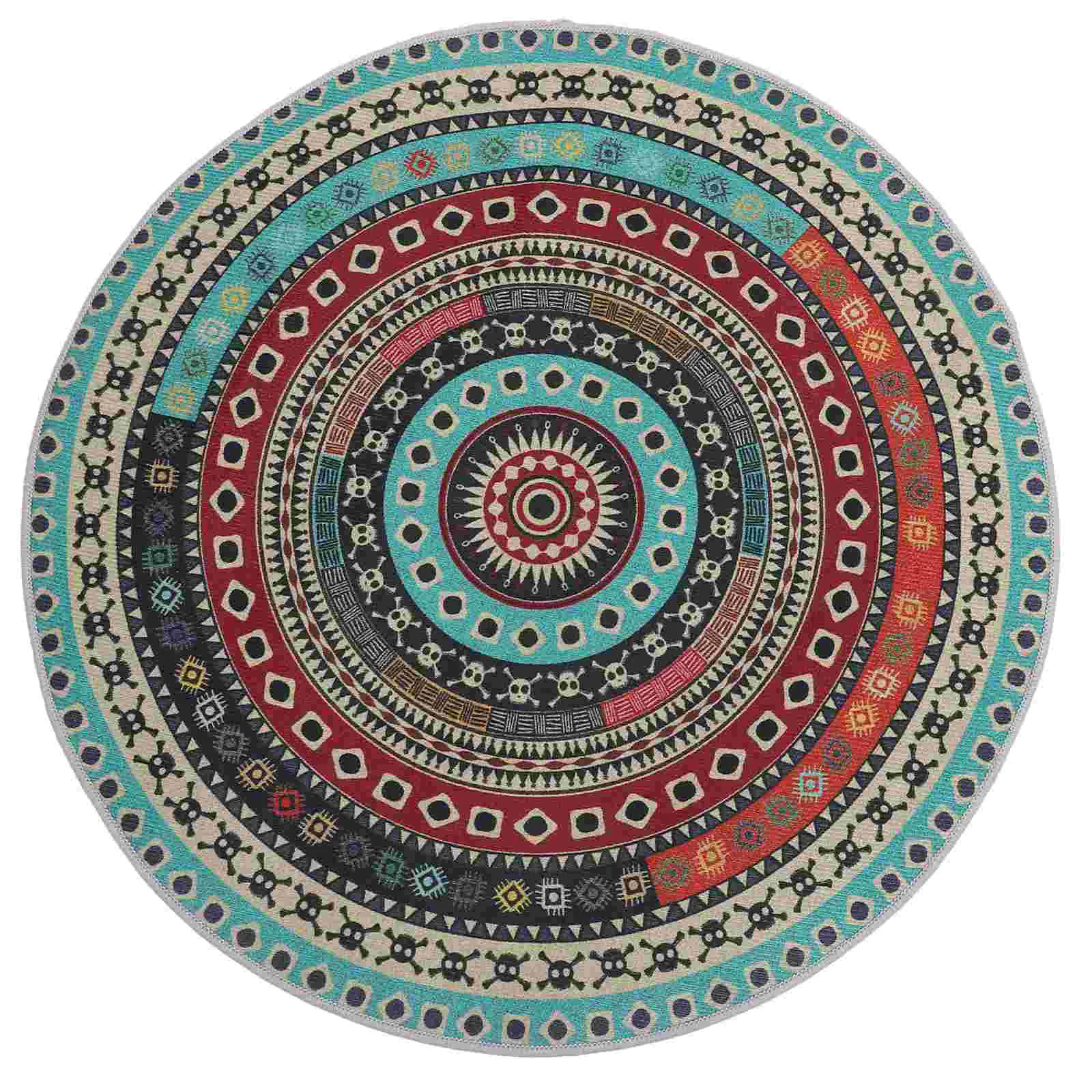 

Rainbow Carpet Rug Round Boho Circle Classroom Bohemian Style Mat Unique Home Carpets