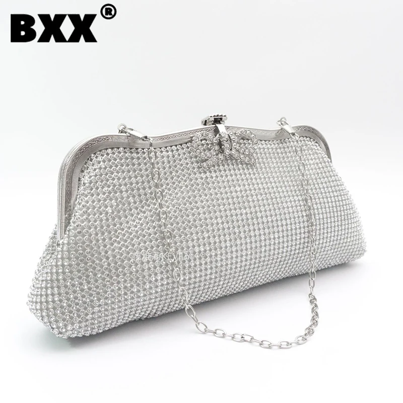 

[BXX] Diamond Chain Handbag Dinner Party Shoulder Underarm Bag Women's 2023 Summer New Fashion Protable Solid Color Bags 8AB339