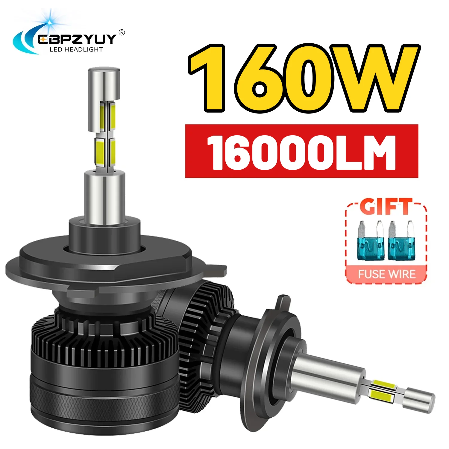 CBPZYUY 160W H4 H7 Светодиодная фара H8 H9 H11 9005 9006 HB3 HB4 9012 Фара 360 3D Автоматические лампы H1