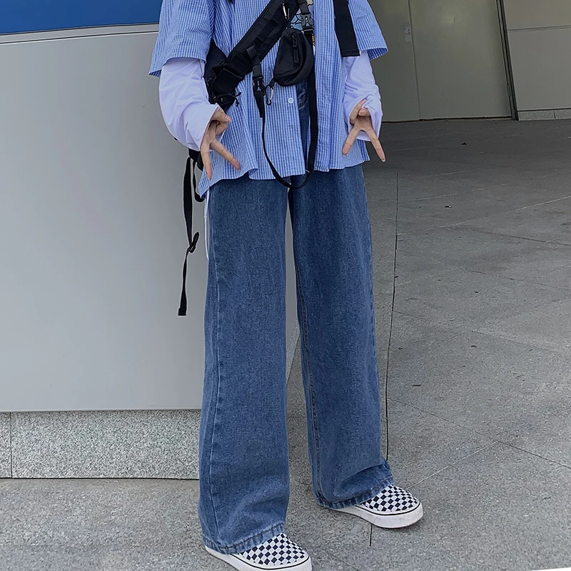 

Woman Jeans High Waist Wide Leg Denim Clothing Blue Jeans Vintage Quality 2022 Fashion Straight Pants Plus velvet thickening