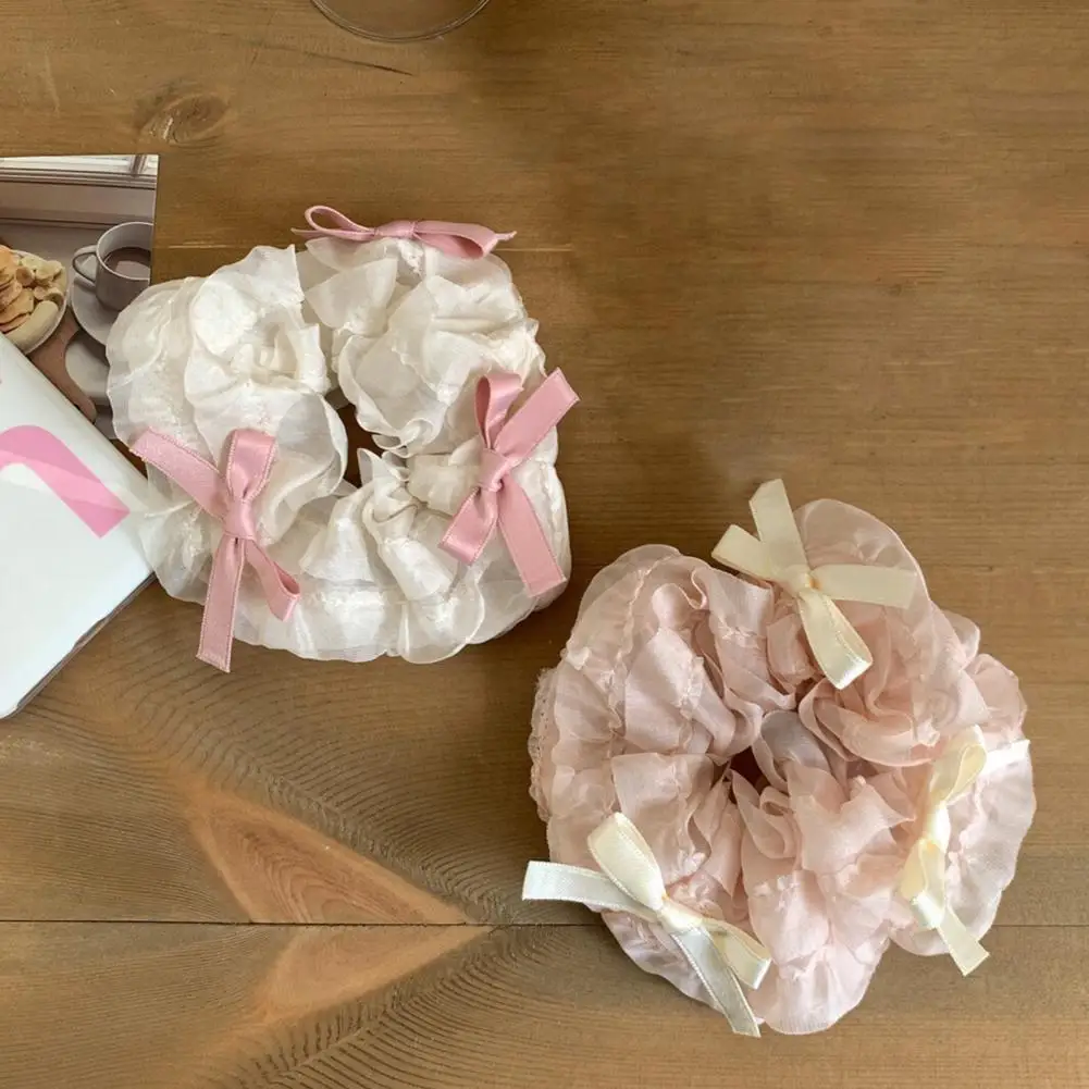 

Chic Ponytail Holder Pleated Oversized Sweet Girl Mesh Yarn Hair Rope Exaggerated Hair Scrunchy Styling Tool