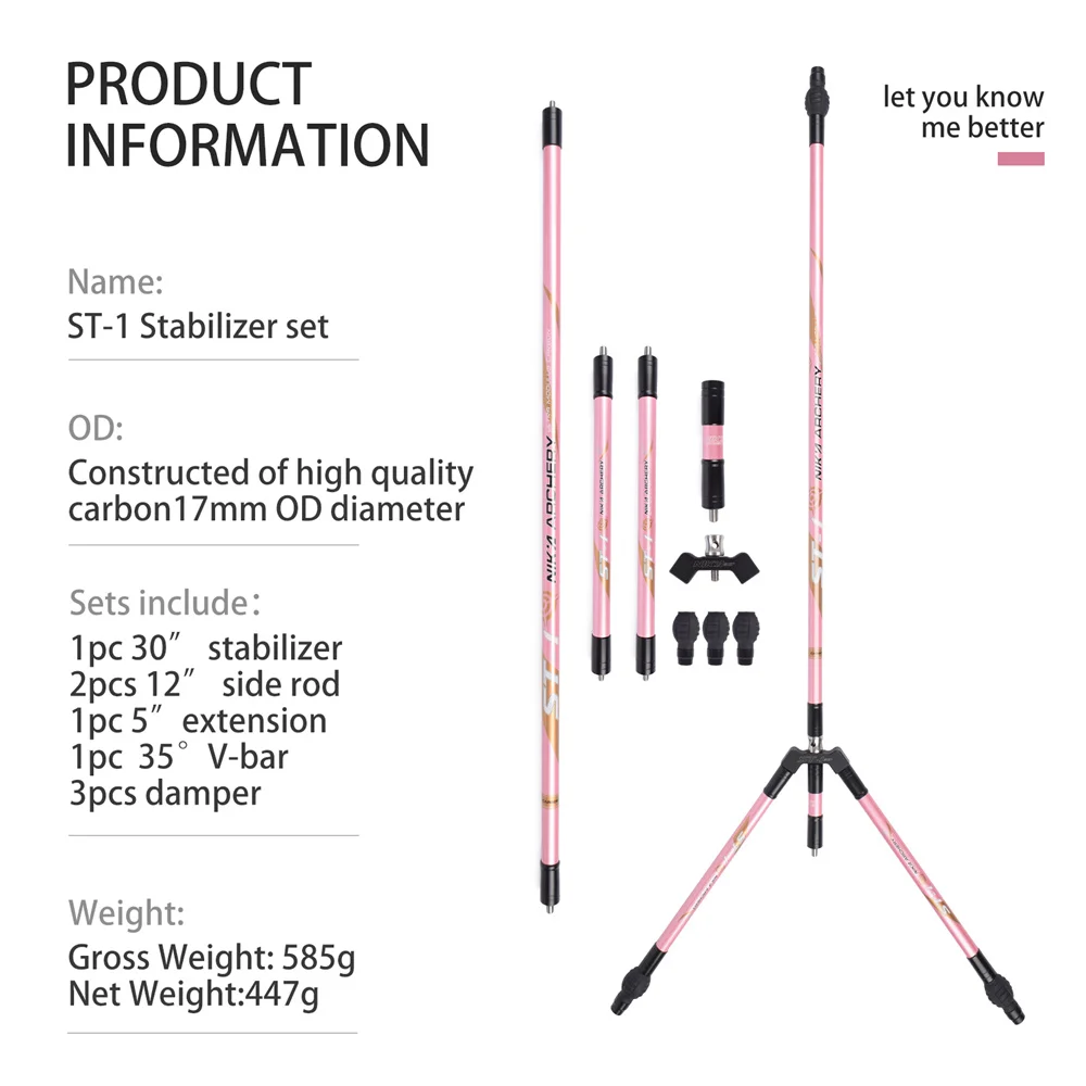 1set NIKA Archery Carbon stabilizer bar Recurve Bow Stabilizer For Recurve Bow Hunting Shooting Accessories 5 Color