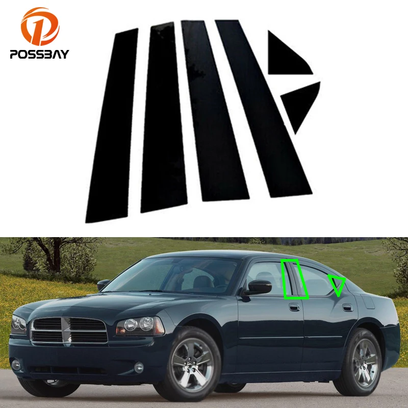 

6 Pcs Car Window Pillar Posts Door Trim Decal Cover Exterior Parts for Dodge Charger 2006 2007 2008 2009 2010 Accessories