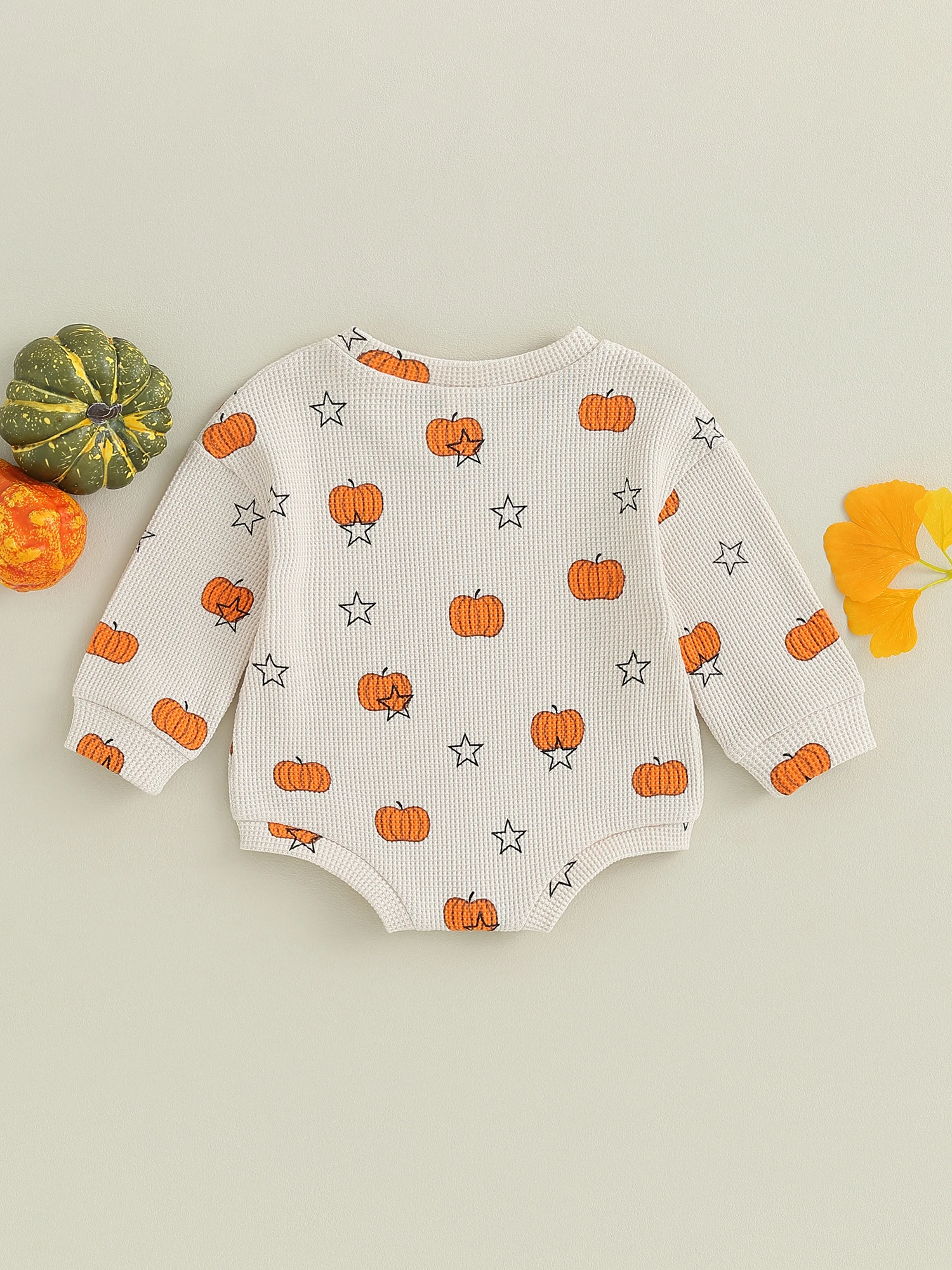 

Baby Girl Boy Halloween Costume Pumpkin Print Long Sleeve Romper Sweater Newborn Fall Clothes Crewneck Bodysuit