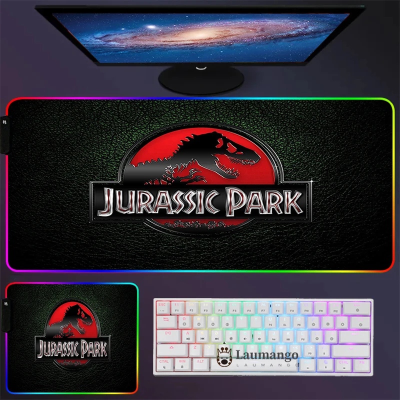 

Computer Mouse Pad Large With Wire Gamer Carpet Mause Jurassic Park Cute LED Mousepad Xl Rgb Xxl Pc Anime Pads Desktop Table Mat
