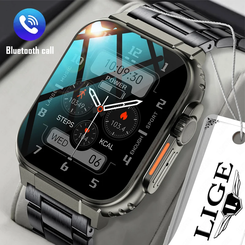 LIGE Recording Function SIRI Dial Smart Watch 600MAH Large Battery TWS Music 100+ Sports Watch True Blood Oxygen  Smartwatch Men