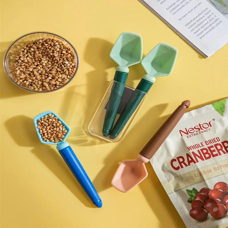 

Measuring Scoop Long Handle Coffee Measuring Spoon 2 In 1 Stainless Steel Tablespoon With Sealing Clip Kitchen Supply For Bakery