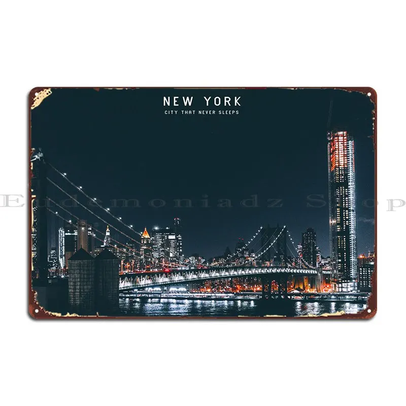 

Металлический знак Нью-Йорк, персонализированный дизайн, настенная пещера, персонализированный фотоплакат