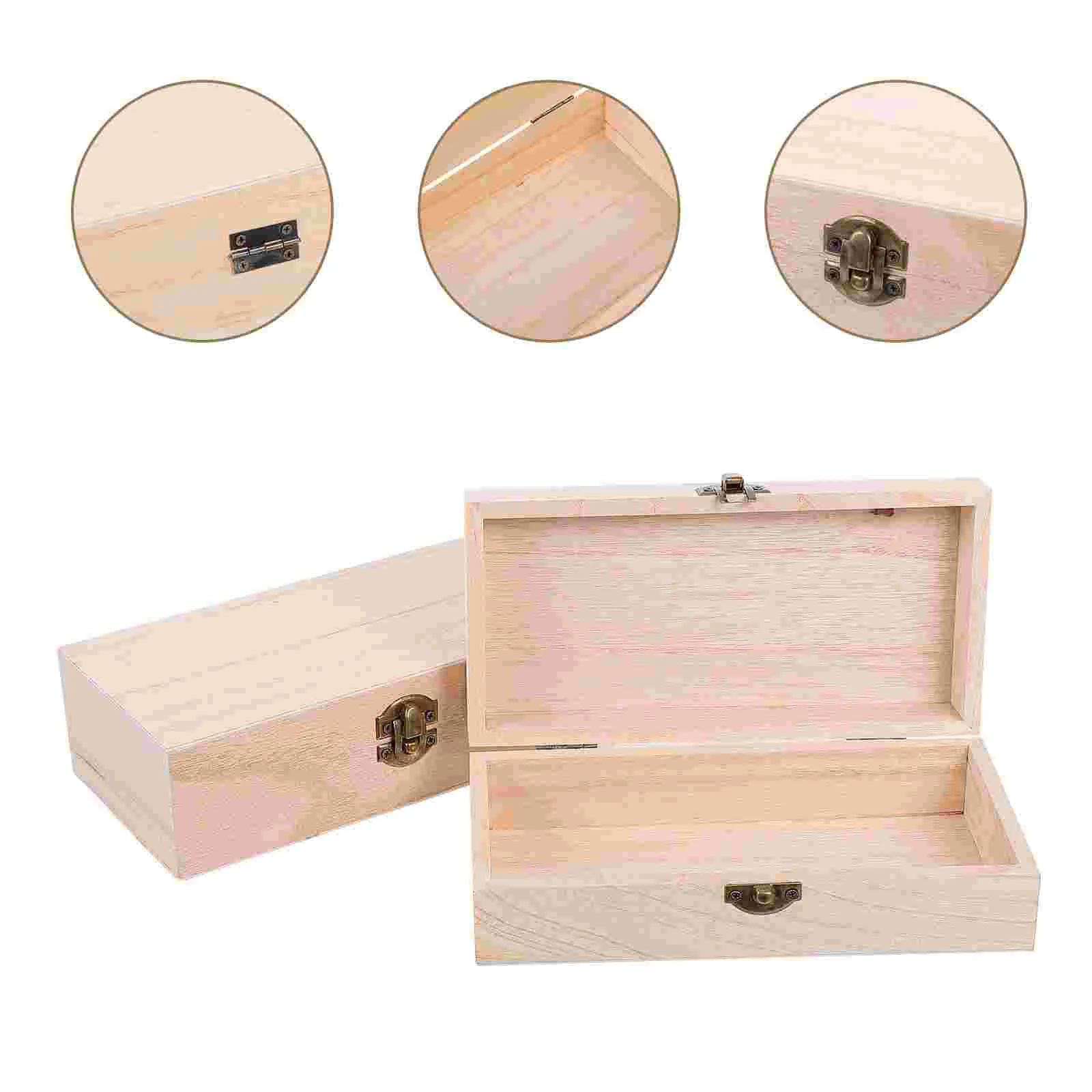 

Box Wooden Wood Keepsake Jewelry Boxes Unfinished Storage Giftfor Case Stashcraft Memory Decorative Treasuretrinket Large Diy