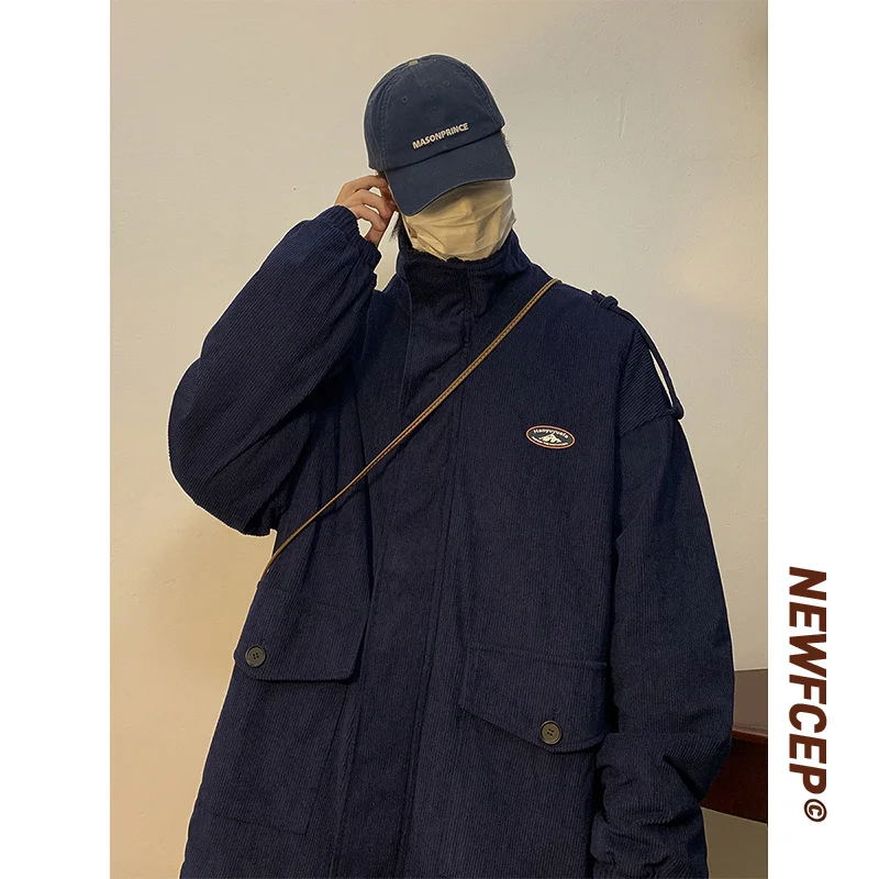 Winter Thicken Corduroy Jacket Men Warm Fashion Retro Thick Lamb Hair Jackets Mens Streetwear Korean Loose Short Coat Men M-2XL