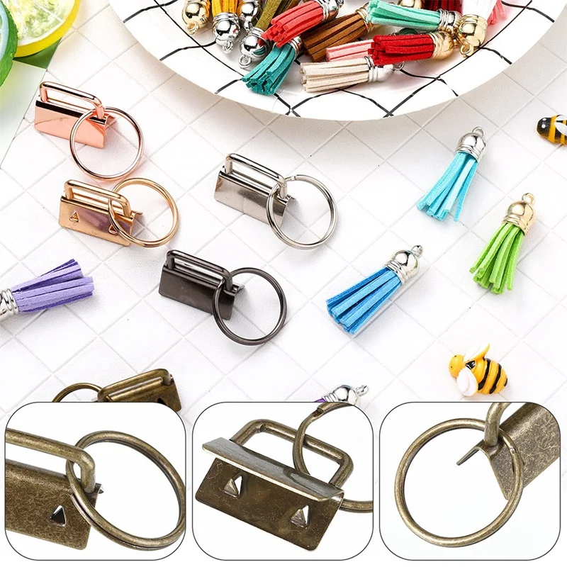 

72 Pieces Key Fob Hardware Set, Key Fob Hardware Wristlet With Keyring, Colorful Keychain Tassel And Swivel Snap Hooks