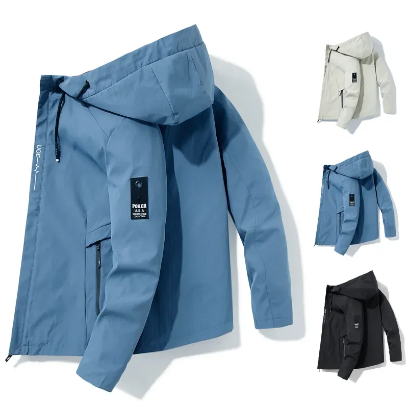 

Мужская повседневная куртка с капюшоном, спортивная куртка, трендовая ветровка, новая одежда на осень и весну Y2K, водонепроницаемые толстовки, спортивный костюм для кемпинга