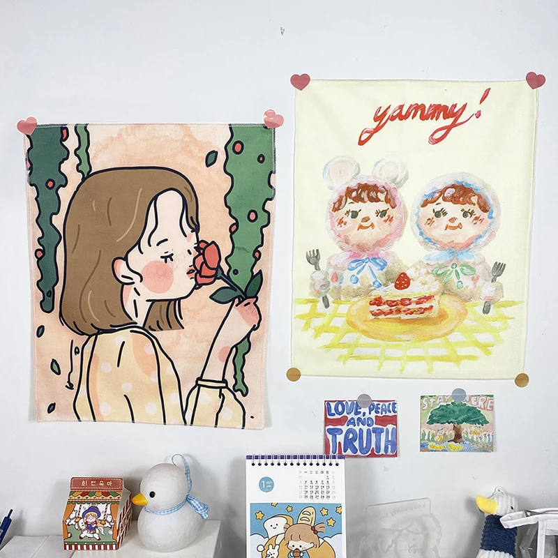 Гобелен Ins в стиле аниме с милым медведем настенный тканевый фон для спальни и