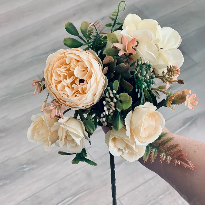 

30cm Artificial Rose Pink Silk Flowers Bouquet Fake Roses Flores Arrangement Home Decor Bunch Supplies Party Wedding Decoration