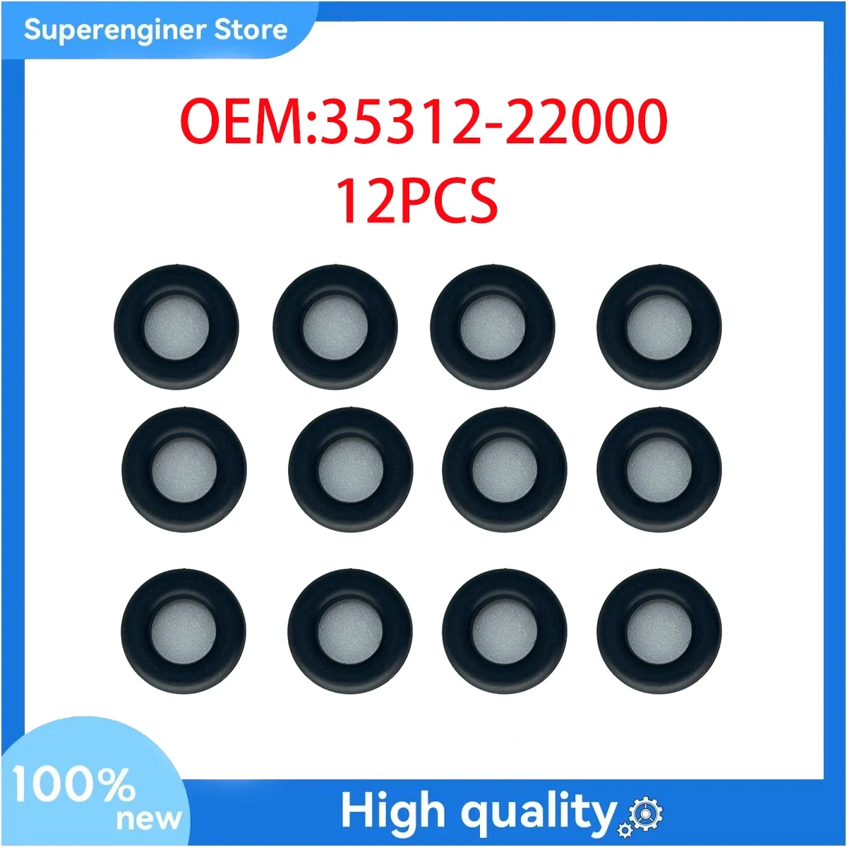 

12 шт. комплект черных уплотнительных колец топливной форсунки 35312-22000 для Hyundai Kia 3531222000