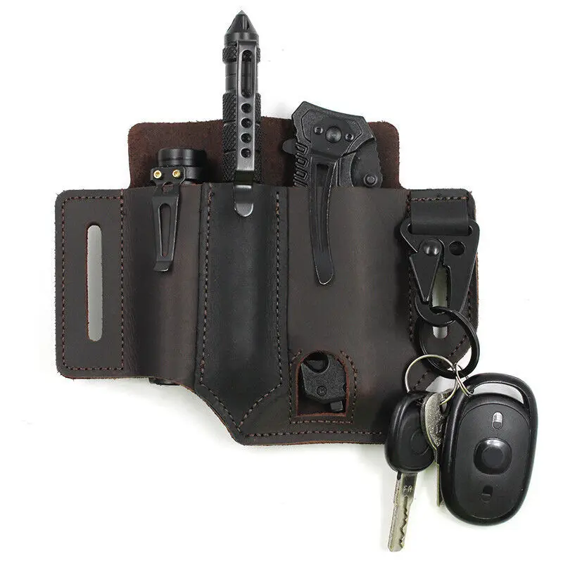 

PU Leather Sheath For Multitool Sheath EDC Pocket Organizer With Key Holder For Belt And Flashlight Camping Outdoor Tool