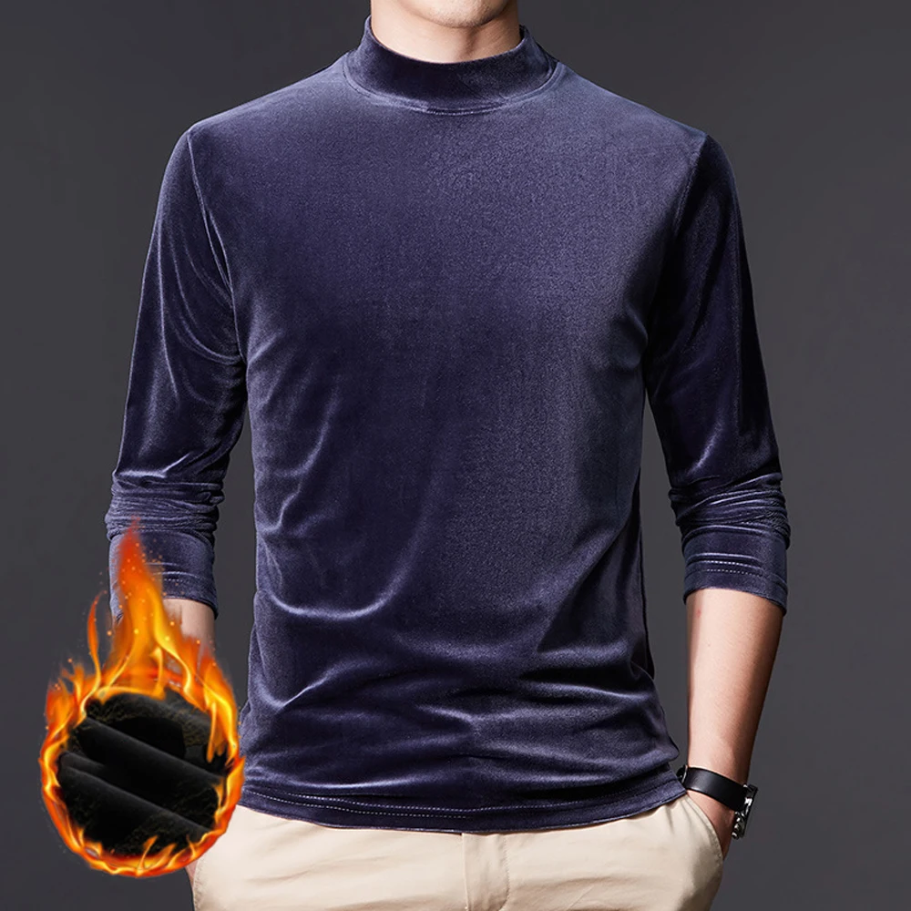 

Мягкая глянцевая блузка из атласного шелка, базовый Повседневный Зимний пуловер, нижнее белье, мужские топы, термоимитация, гладкая водолаз...