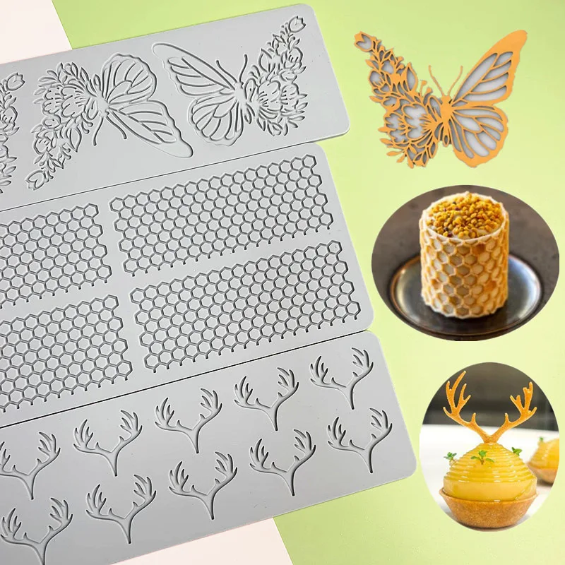 

Butterfly Beehive Antler Silicone Mold For Chocolate Epoxy Resin Coasters Sugar Craft Baking Cake Lace Decoration Tool