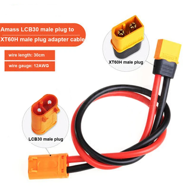 LCB30M to XT60M 30cm 12AWG cable adapter