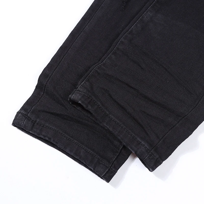 Street Fashion Men Jeans Retro Black Gray Stretch Elastic Skinny Ripped Jeans Men Patched Designer Hip Hop Brand Pants Hombre