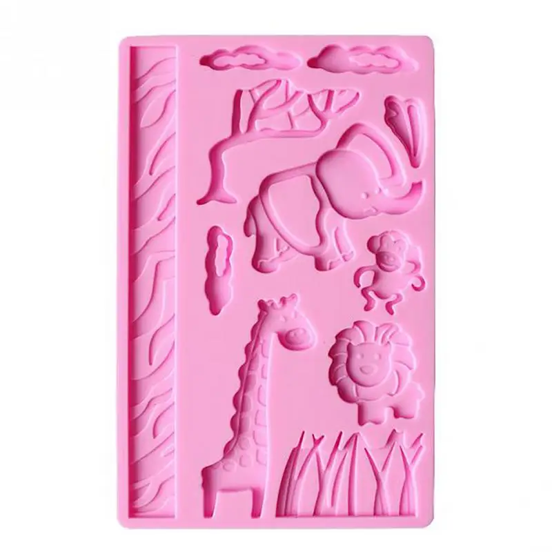 

Pc Elephant Giraffe Zoo Animal Jungle World Lion Grass Monkey Silicone Mold Cake Lace Decorating Fondant Sugar Cake Tool