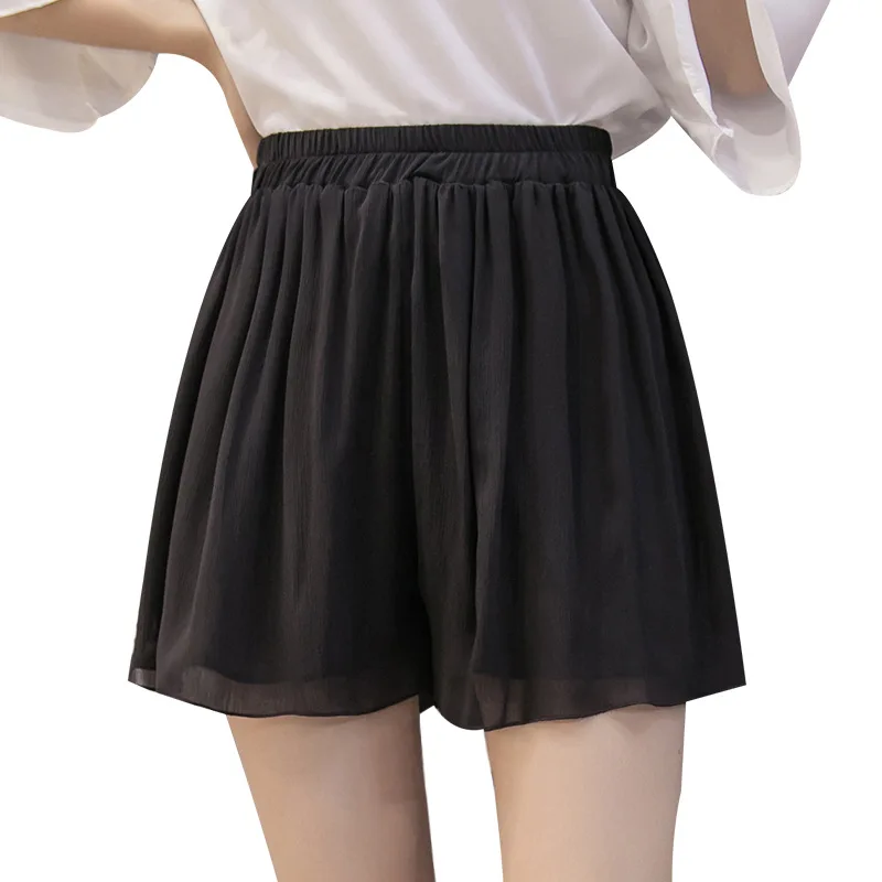 Spring Summer Shorts For Women Chiffon Floral Wide Leg Shorts Loose Print High Waist Female Casual  Shorts Skirt