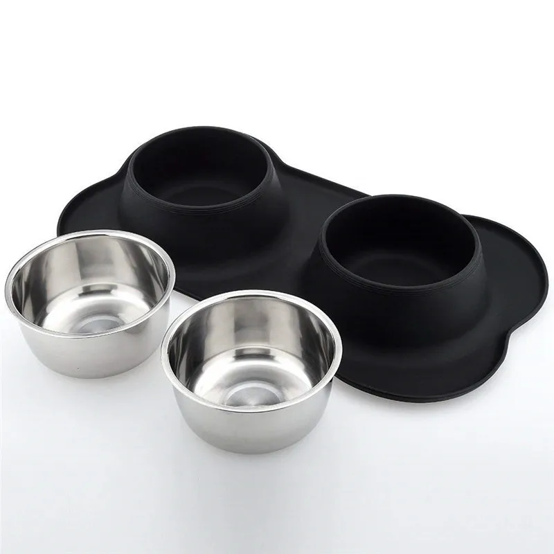 

Dog Bowls Stainless Steel Dog Bowl with No Spill Non-Skid Silicone Mat Feeder Bowls Pet Bowl for Dogs Cats and Pets