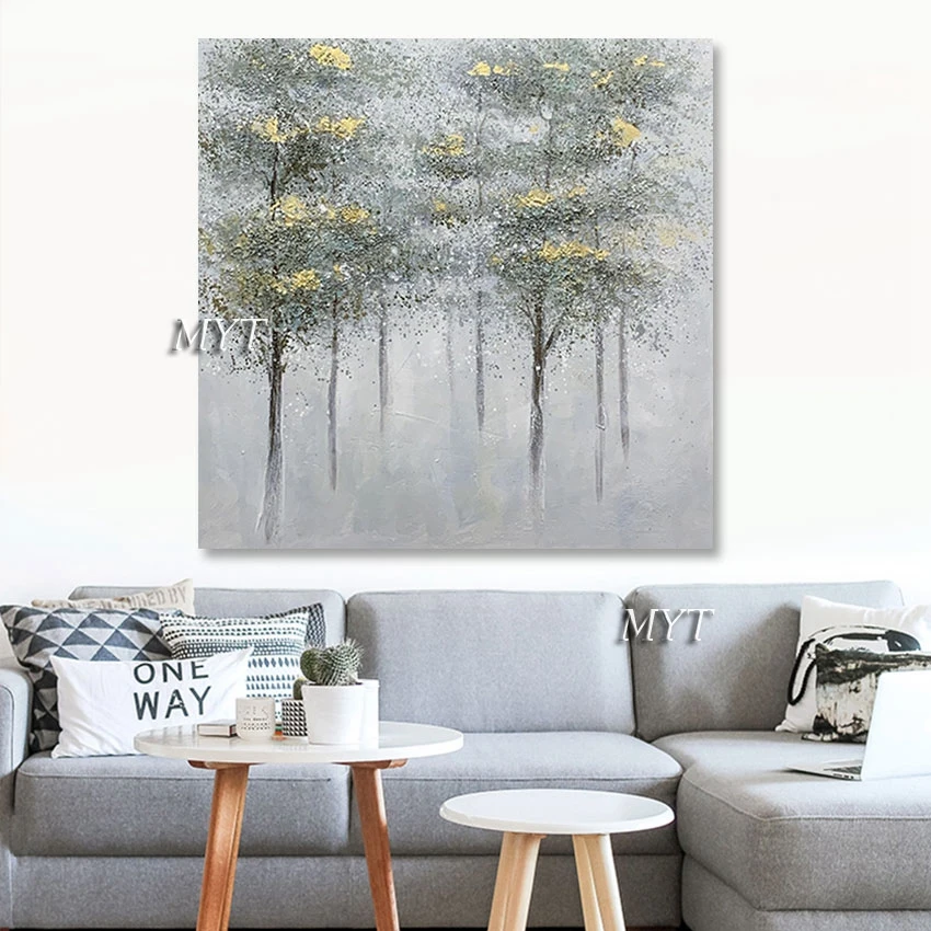 

Home Goods Wall Art Picture Canvas Artwork Modern Abstract Foggy Forest Acrylic Handmade Painting For Room Decoration Unframed