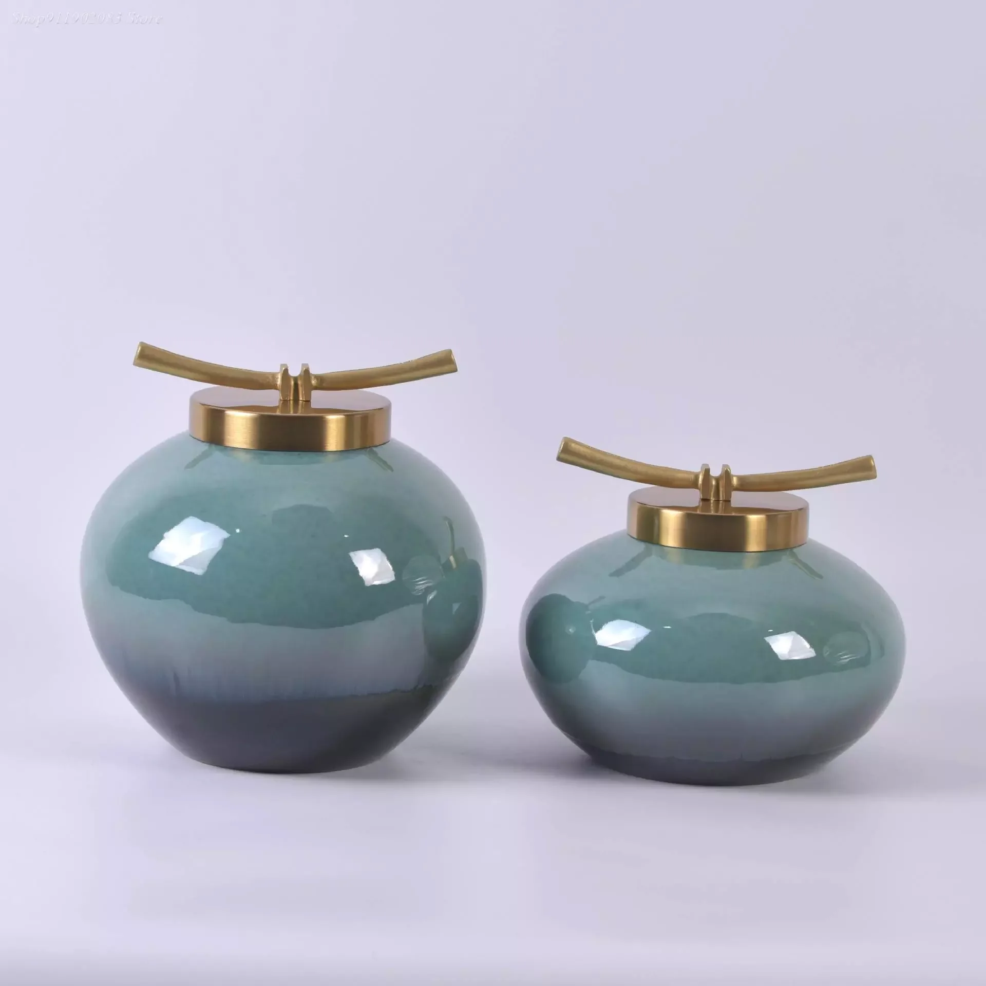 

Китайский керамический горшок с крышкой, органайзер для хранения, ваза, медные украшения ручной работы, композиция для украшения дома, NEW2023