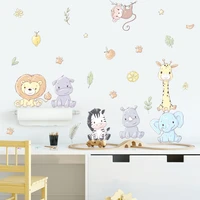 cartoon cute elephant leaves animal nursery wall decals removable diy vinyl wall stickers kids baby room interior home decor