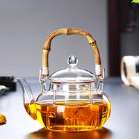 borosilicate glass teapot convenient heated teapot with removable filter clear flower tea cup pot juice jug hot drinkware