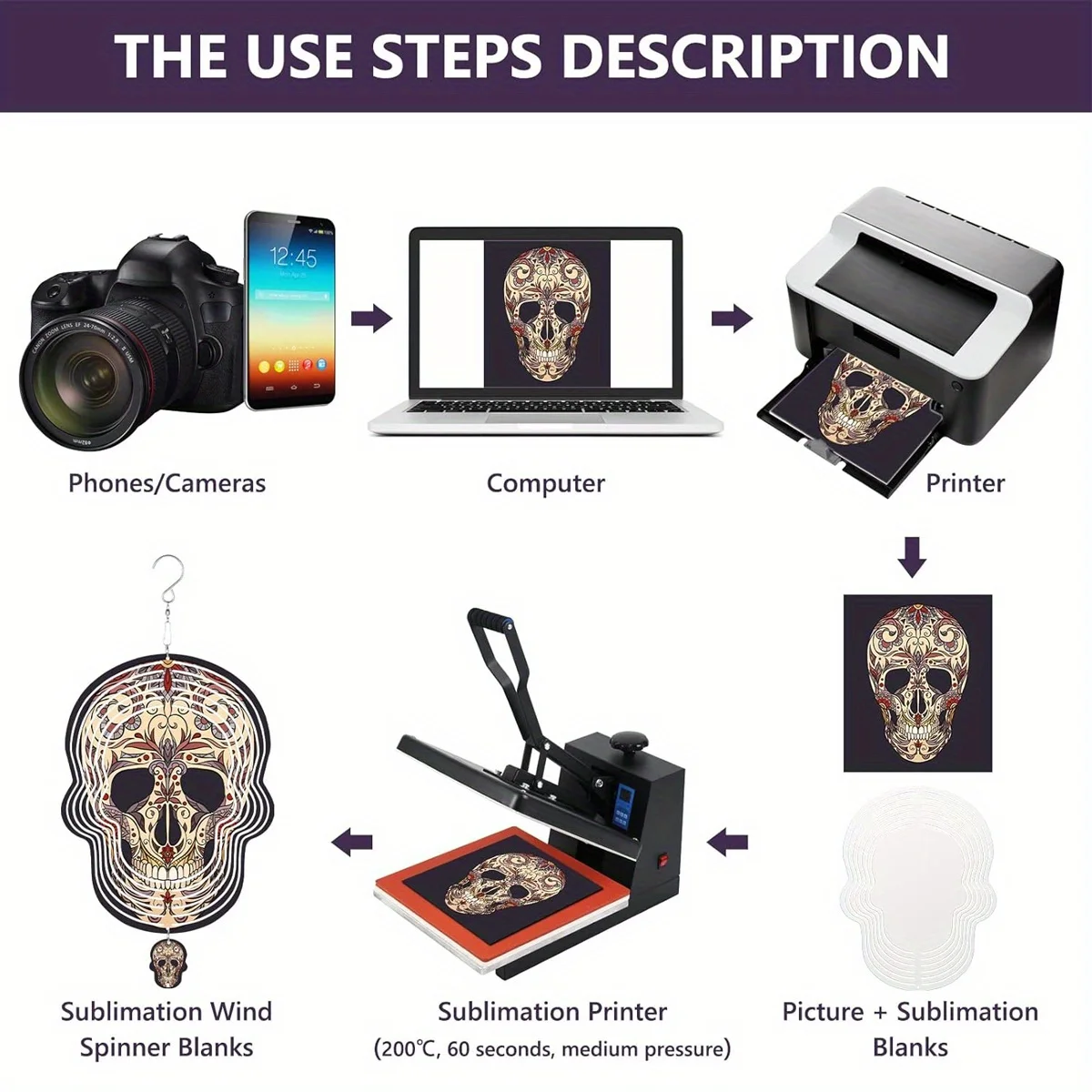 10-дюймовая сублимационная печатная пластина в форме черепа 3D алюминиевое