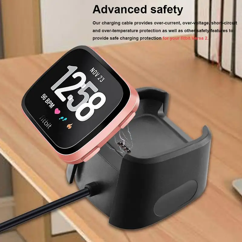 Smart Watch USB Charger Replacement USB Charging Cable Dock Stand For Fitbit Versa 2