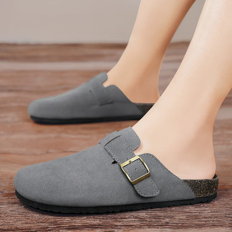 Шлепанцы мужские в стиле ретро кожаные повседневные сандалии удобная уличная