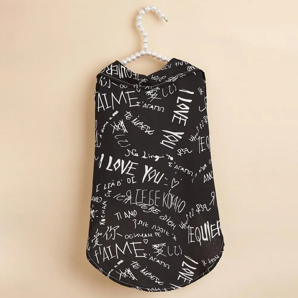 

Fashion Pet Clothes Portable Pet Outfit Anti-deform Black Letter Printed Pet Clothing Anti-wrinkle